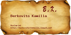 Berkovits Kamilla névjegykártya